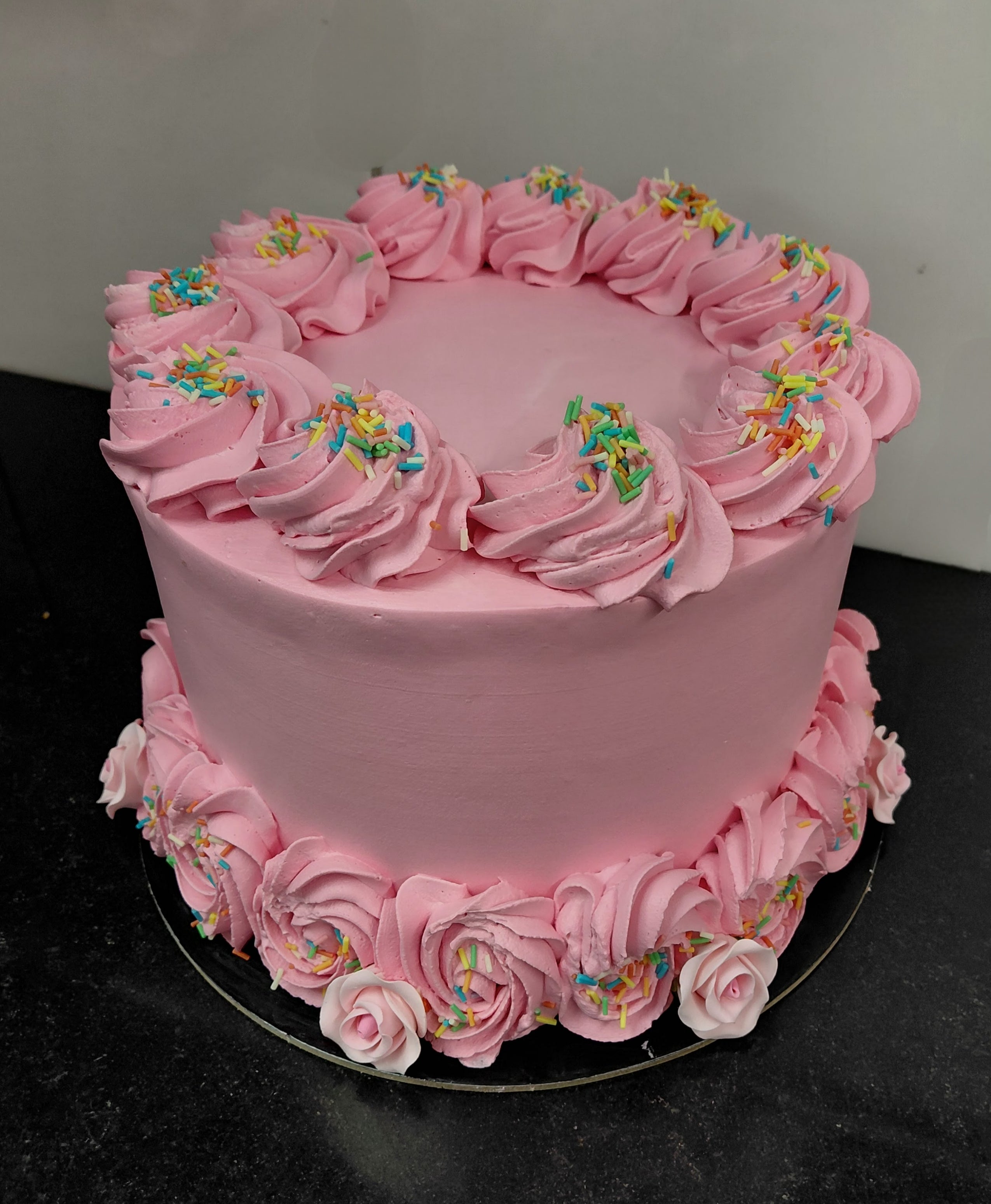 Pink Rosette Birthday Cake