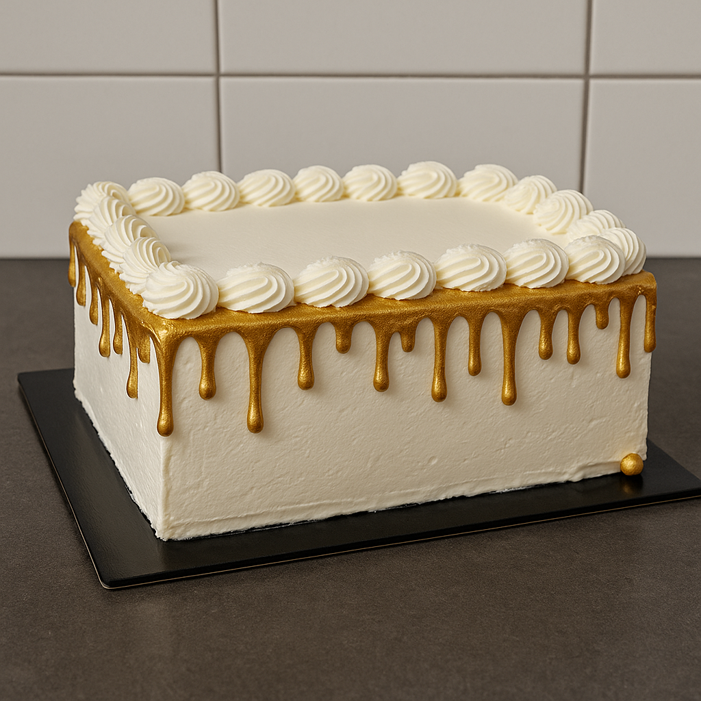 Eleganz in jeder Linie – die perfekte Geburtstagstorte im rechteckigen Format.