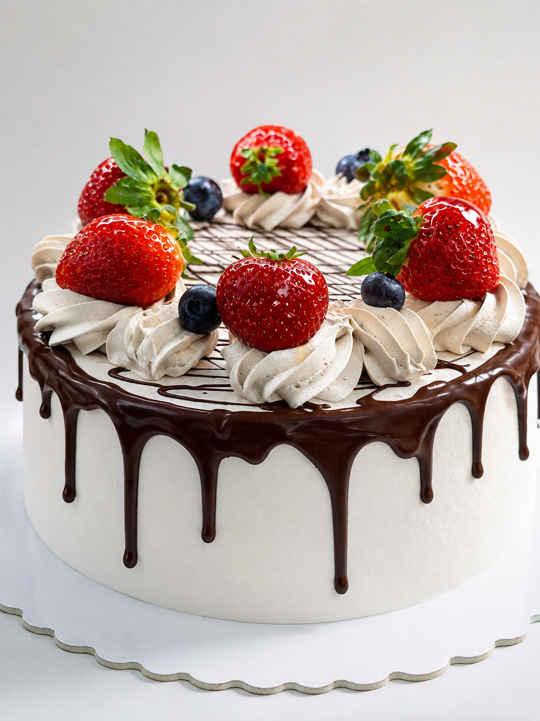 Ganache Torte mit Schokolade & frischen Erdbeeren